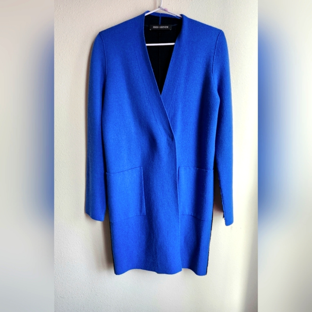 NWOT Iris Von Arnim 100% Cashmere Cardi Coat Colorblock Size XS